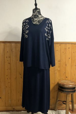 Conjunto de punto Suave Falda y jersey de brillito