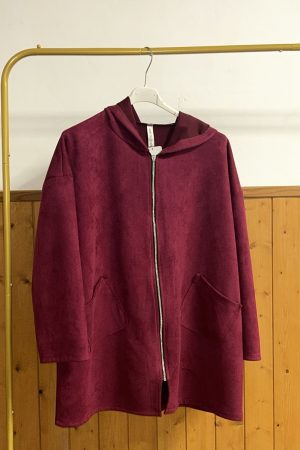 Chaqueta antelina color buganvilla talla única