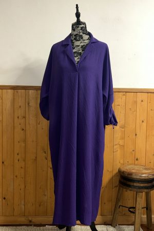 Vestido crep morado manga larga