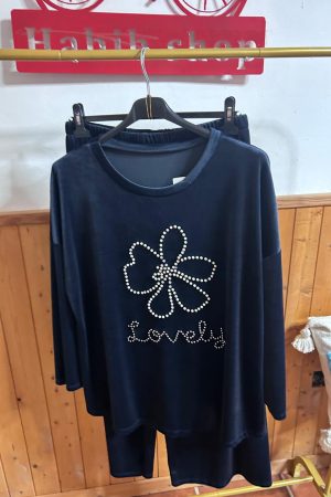 Conjunto terciopelo perlas Marino