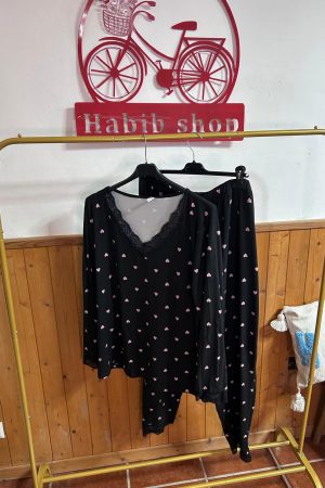 Pijama negro de corazon 54
