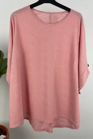 Camiseta calada rosa