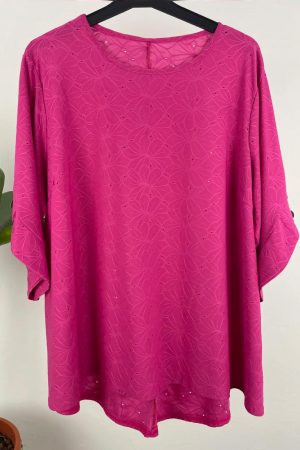 Camiseta calada Fucsia