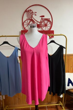 Camiseta tirante ancho fucsia plus