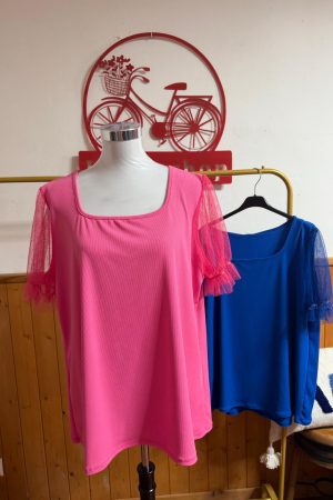 Camiseta manga globo manga globo fucsia
