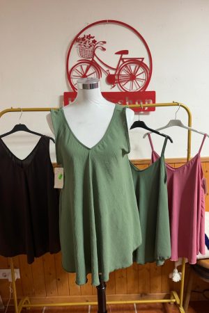 Camiseta tirante ancho kaki